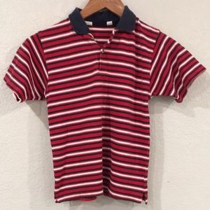 Bugle Boys Sz‎ L Stripe Short Sleeve Polo Shirt 100% Cotton Vintage